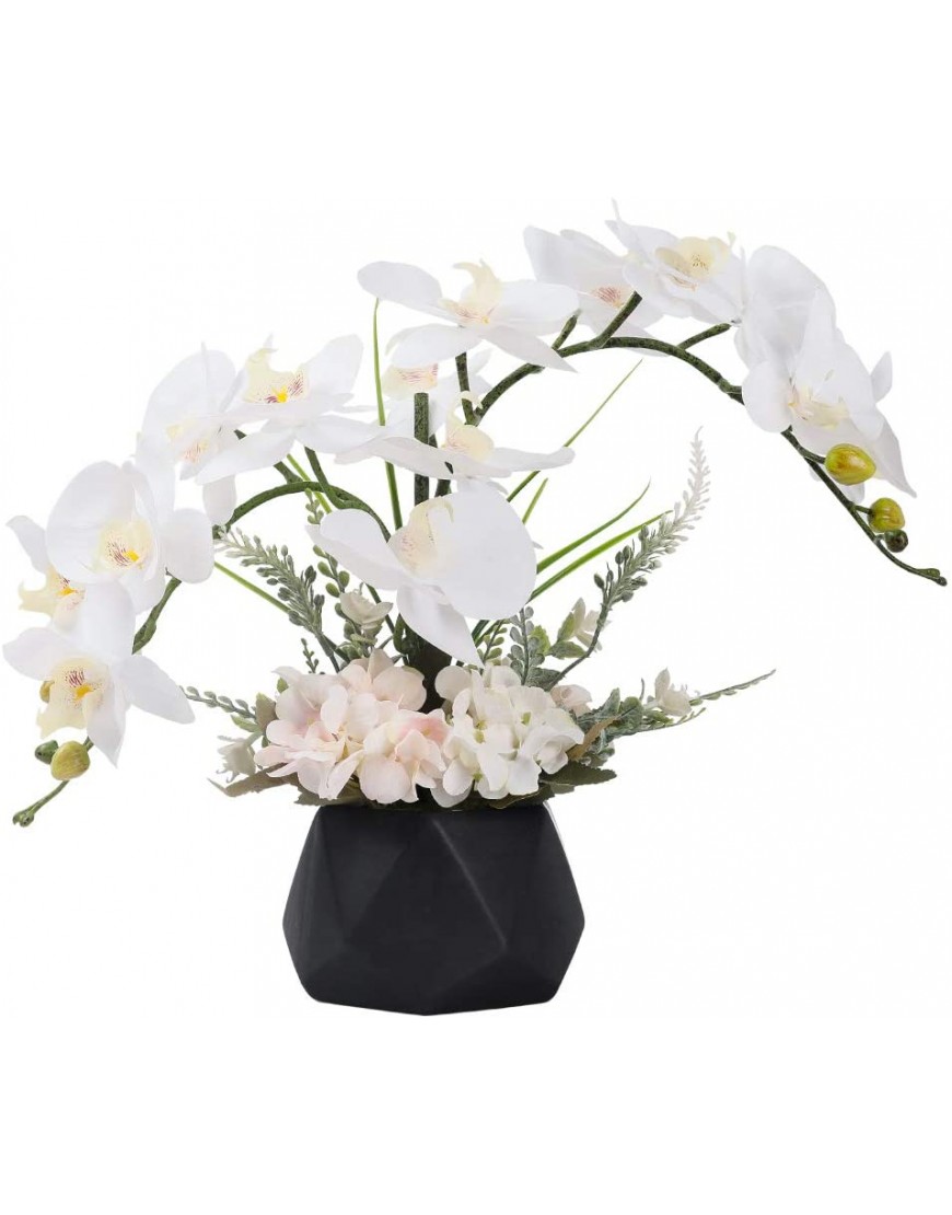 LESING Artificial Ochid Flowers Fake Faux Orchid Arrangement with Vase Artificial Bonsai Potted Flowers Phalaenopsis Orchid in Vase for Home Decoration Style 2,Black Vase