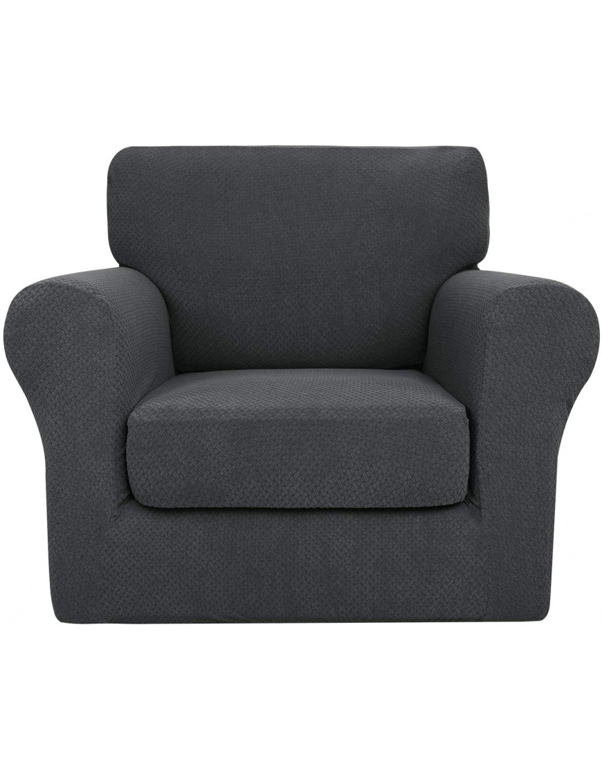 JIVINER Newest 2 Pieces Armchair Covers for Living Room Stretch Chair Slipcovers with 1 Seat Cushion Covers Thick Fitted Couch Cover for Pet Dogs Furniture Protector Chair Dark Gray