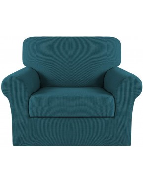 Turquoize Sofa Cover 2 Piece Chair Covers for Living Room Chair Covers Slipcovers Couch Covers Furniture Protector for Chairs with Elastic Bottom Feature Thick Jacquard Fabric Chair, Deep Teal