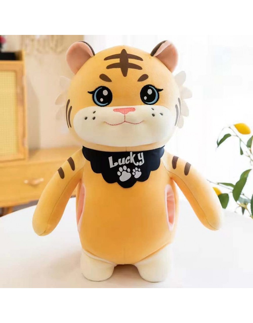 IDSUMR Stand Tiger Plush Toy Soft Tiger Stuffed Toy with Hand Warmer Pillow Dolls for Kids Gift Year of The Tiger Mascot Doll Home Decor40cm,Yellow