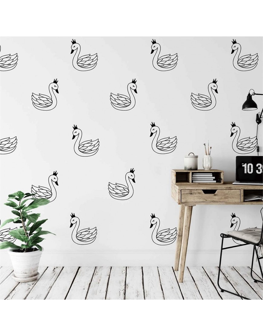 Baby Nursery Wall Decals ,Swan Wall Stickers for Kids Girls Bedroom DIY Swans Home Decor Murals BK008 Black