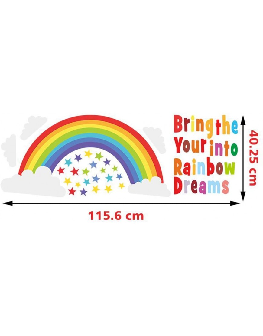 Bamsod Rainbow Wall Sticker Kids Wall Decal Art Girls Star Bedroom Nursery Home Decor 16.5x32.6 inch