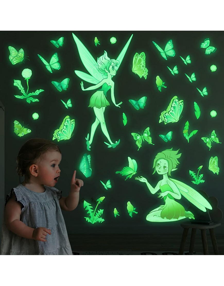 Marsway Glow in The Dark Floral Fairy Wall Stickers Luminous Butterfly Flower Fairy Deals for Home Decor Room Bedroom Ceiling Gifts for Baby Kids Floral Fairy