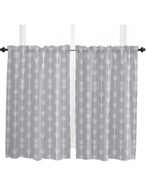 Gray Arrows Window Curtain Panels Set of 2 Rod Pocket Drapery Curtains for Kids Bedroom Living Room Kitchen Basement Washable Valance Window Drapes Vintage Accent 52x45inch