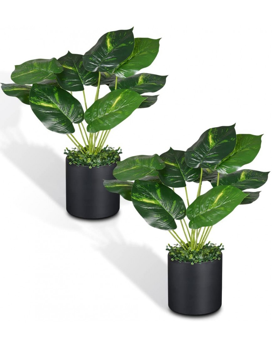 2Pack Fake Plants for Bedroom Aesthetic Living Room Decor,Looks Real Green Faux Plants,Small Artificial Plants for Home Decor Indoor Theme Birthday Party Decoration WeddingPremium Ceramic Flower Pot