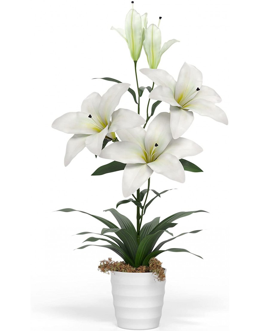 Barnyard Designs 26” Artificial Peace Lily in Small White Pot Large Indoor Faux Potted House Plant for Home Office or Parlor Decor