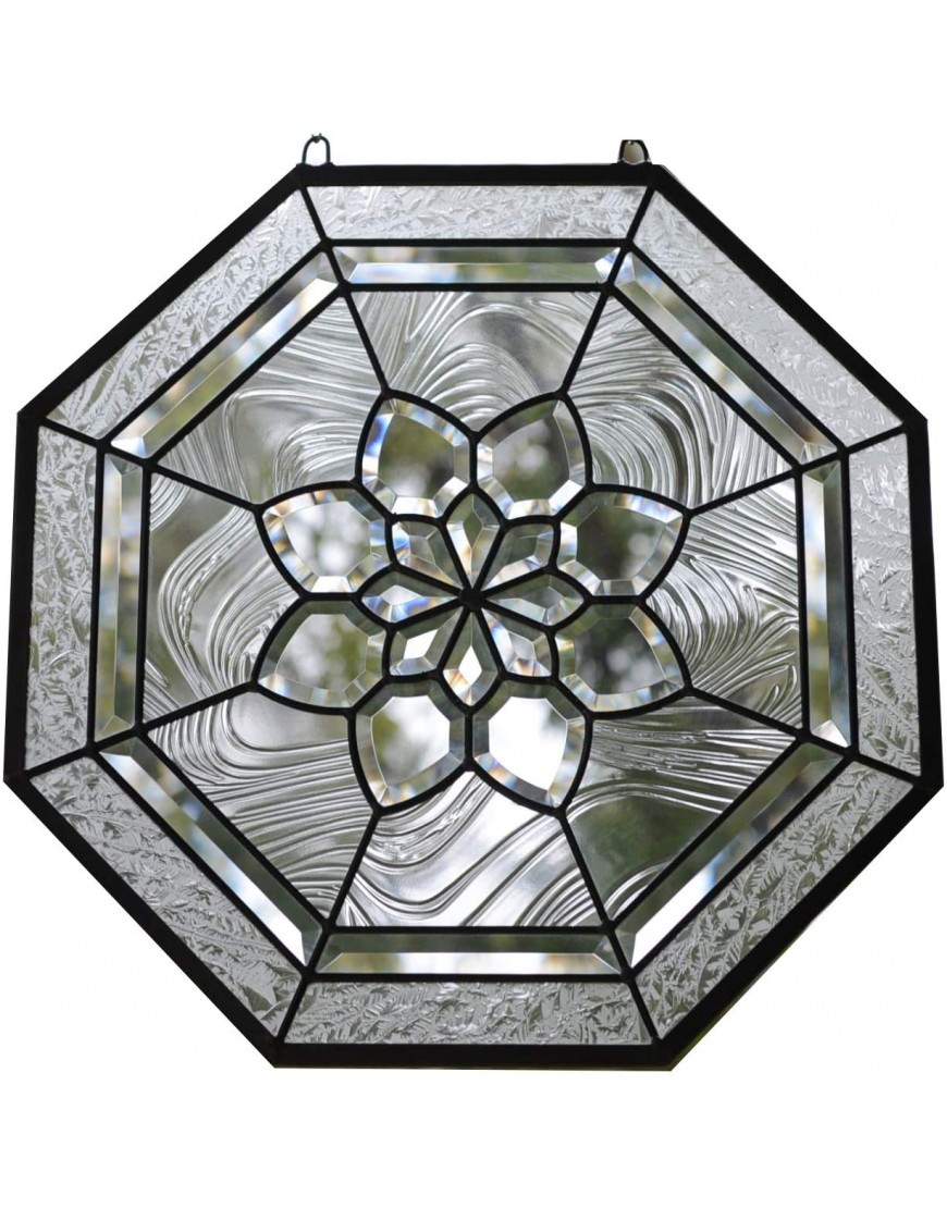 20" x 20" All Clear Stained Glass Octagon Beveled Window Panel