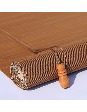 BCGT Roller Blind Bamboo Hook Up Light Filtering Roll Up Blinds Lightweight Bamboo Curtain for Balcony Cut Off Teahouse Office Chocolate Color Size : 100x120cm