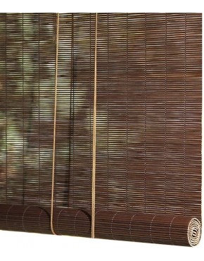BCGT Walnut Lifting Bamboo Roller Shades Blinds for Balcony Cut Off Teahouse Office Bamboo Curtain with 15cm Valance and Side Pull 50 60 90 100 120 130 Width Shading Rate: 50%