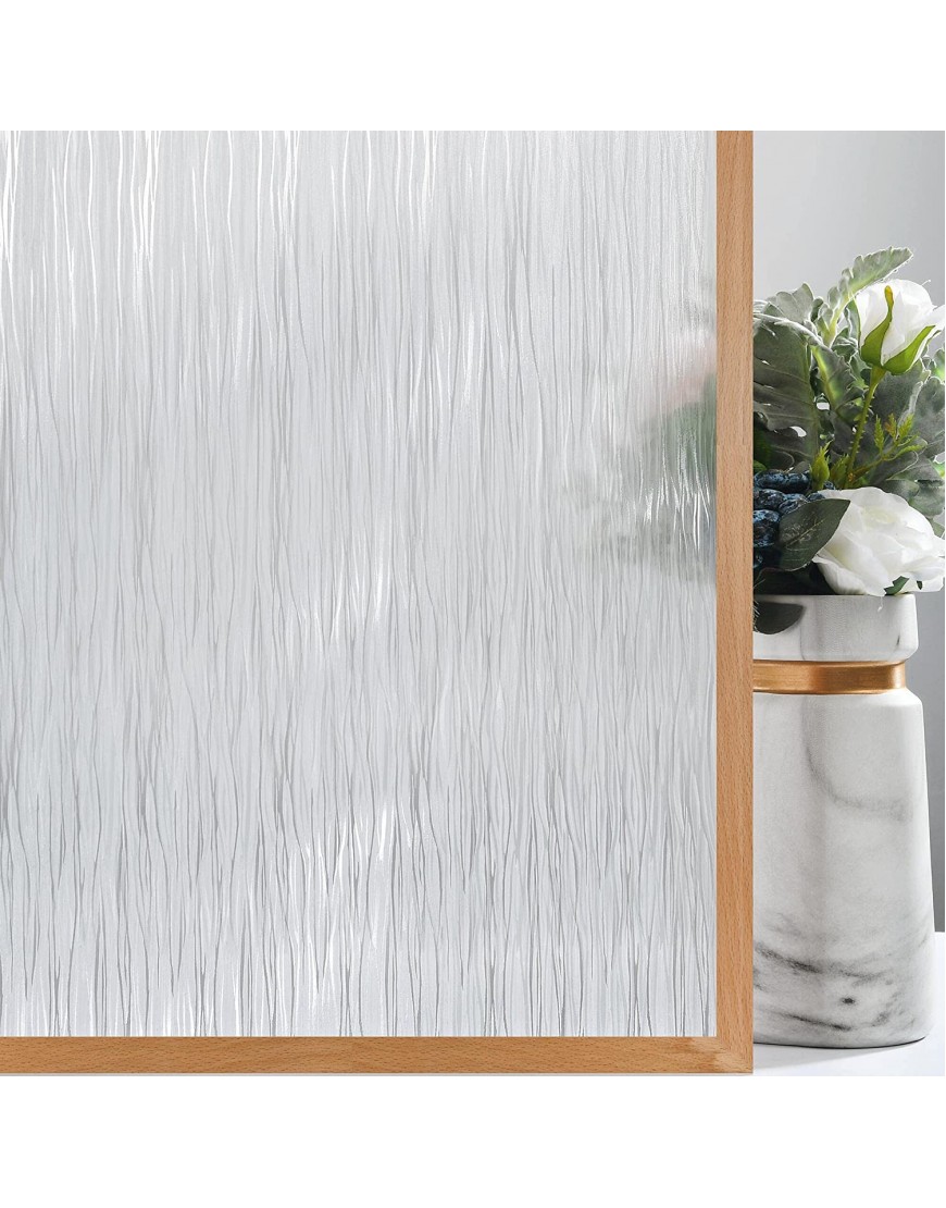 VELIMAX Frosted Window Privacy Film Non Adhesive Window Cling Removable Glass Covering Clear Water Opaque Window Film for Home Anti UV 17.7x78.7 inches