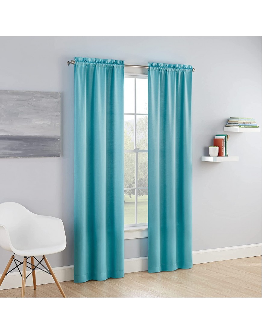 Eclipse Tricia Modern Room Darkening Thermal Rod Pocket Window Curtains for Bedroom 2 Panels 52" x 63" Turquoise
