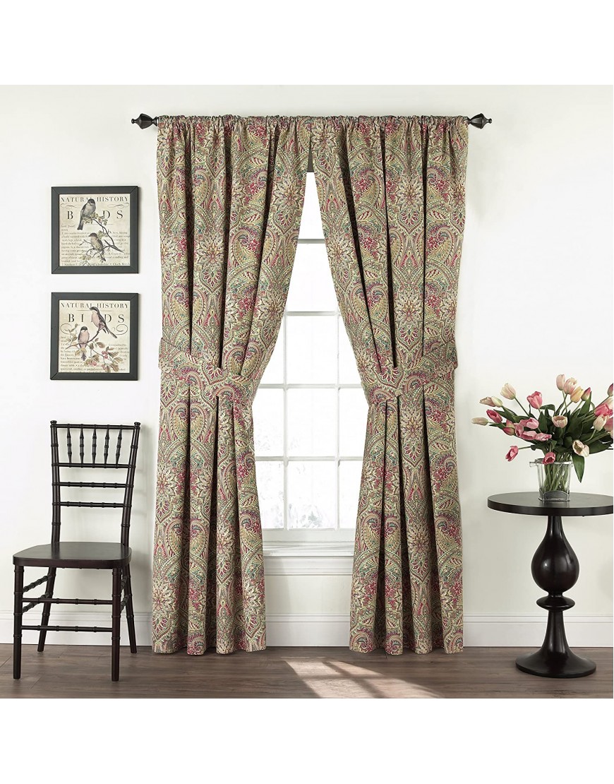 Waverly Swept Away Double Panel Rod Pocket Window Treatment Privacy Curtains for Bedroom 100x84 Berry