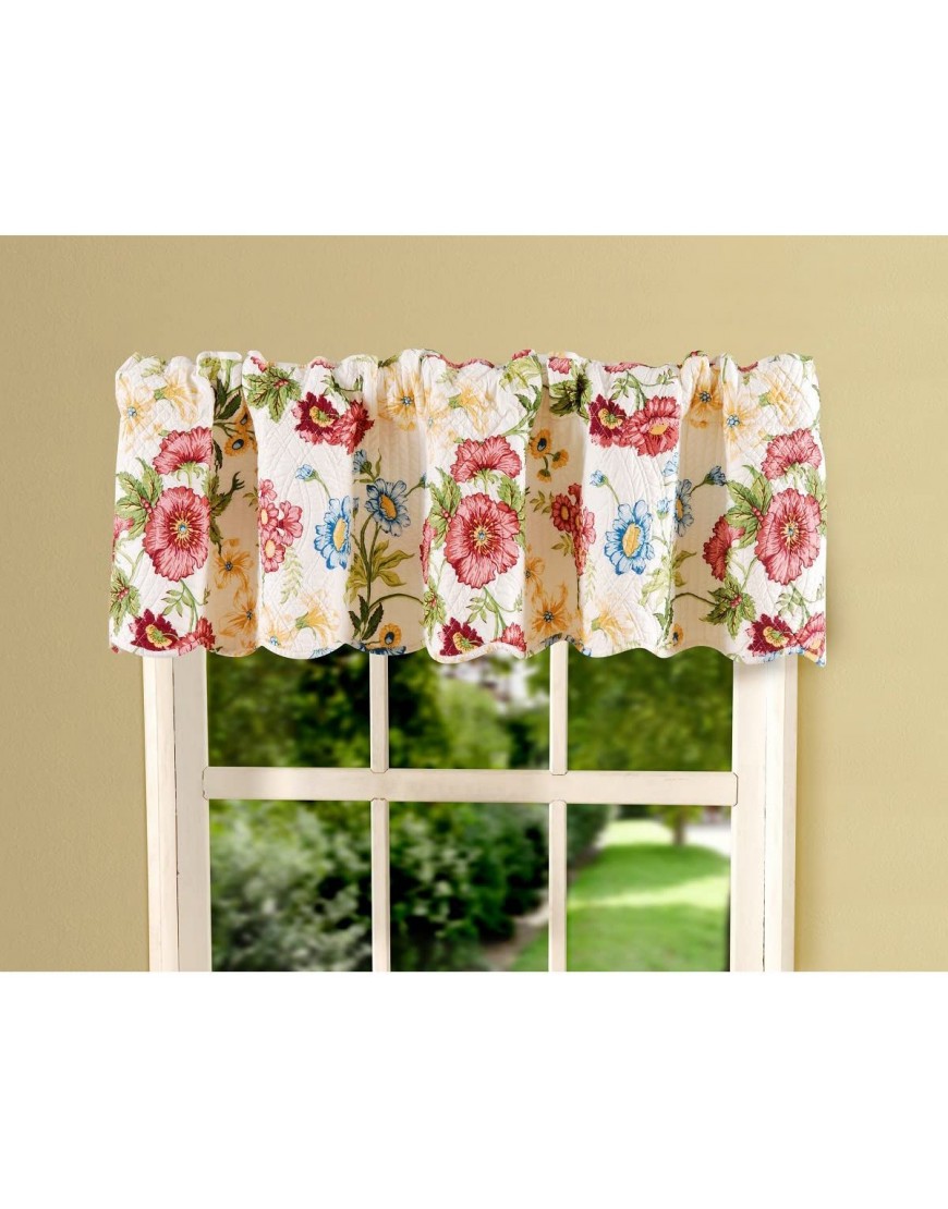 C&F Home Colonial Williamsburg Pembroke Green Pink Cream Floral Botanical Spring Summer Cotton Bedroom Guestroom Premium Window Valance 60 x 15 Valance Yellow