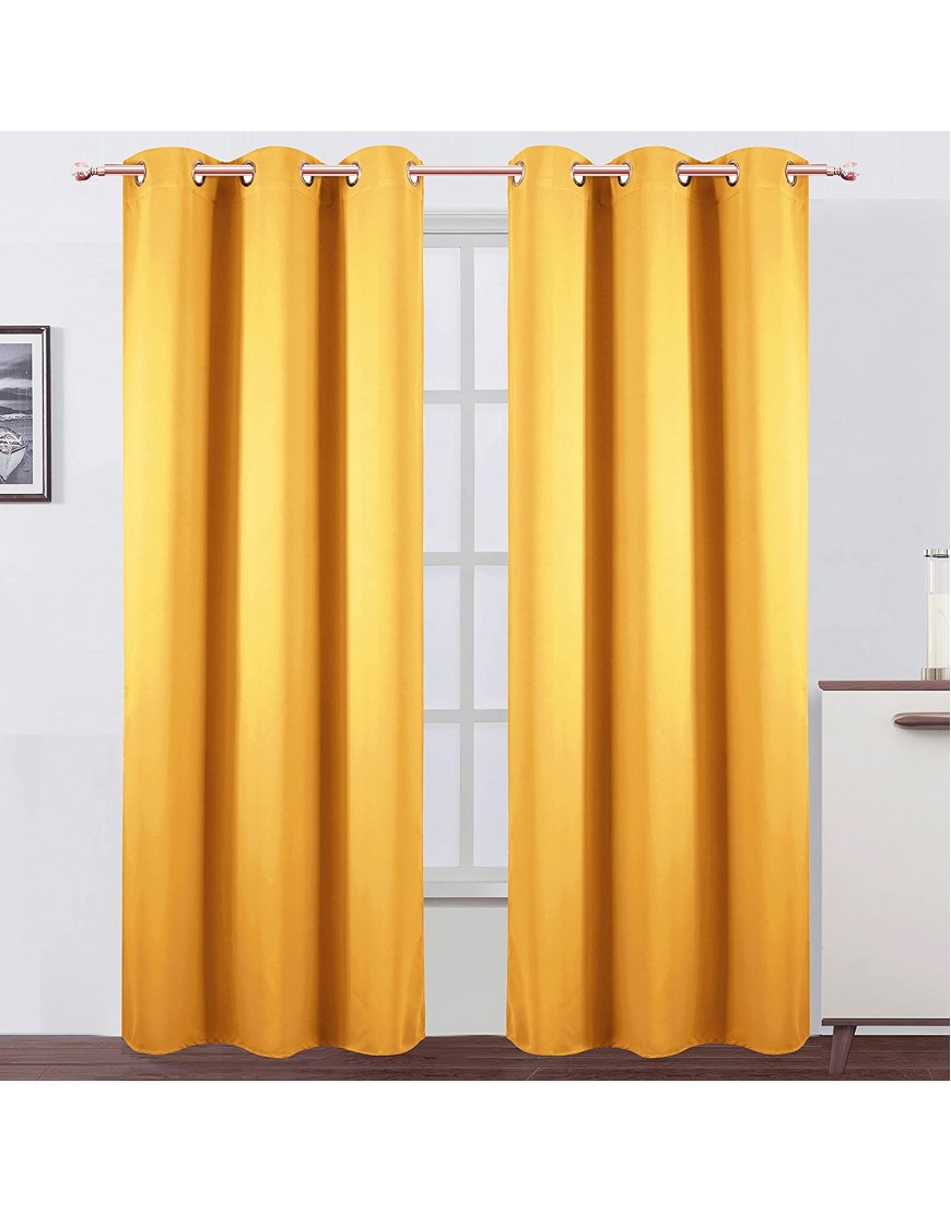 LEMOMO Yellow Thermal Blackout Curtains 42 x 95 Inch Set of 2 Panels Room Darkening Curtains for Bedroom