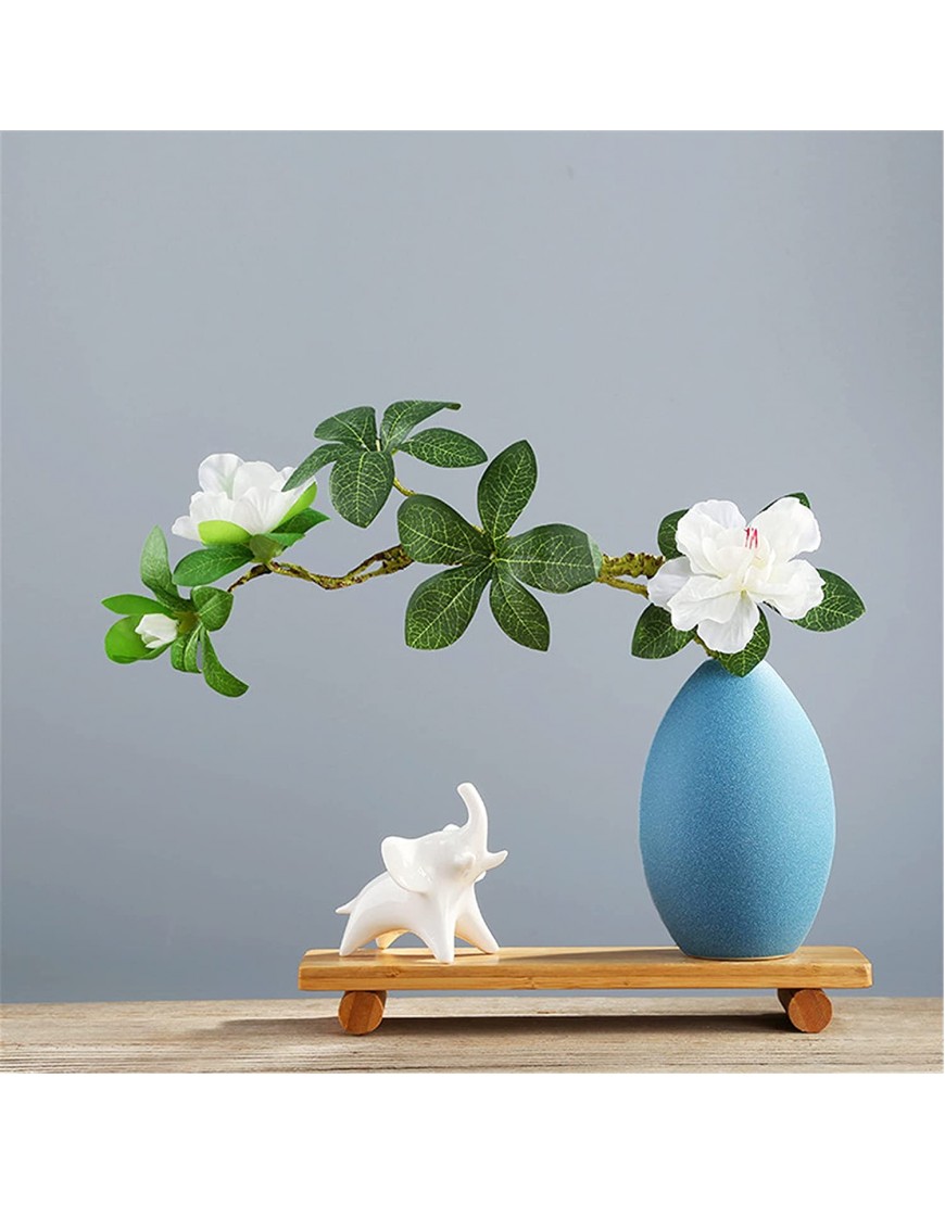 KORANGE Bud Vase Ceramic Vase with Wooden Base & Floral Decorative Vases Flower Vase Home Decor Accents Color : Green