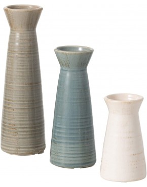 Sullivans Ceramic Vase Set- 3 Small Vases Rustic Home Décor Modern Farmhouse Ideal Shelf Décor Table Décor Bookshelf Mantle Entryway- Multi-Color CM2968