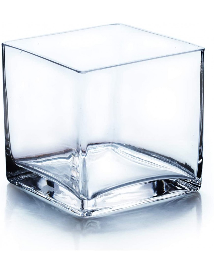 WGV Cube Glass Vase Candle holder 3"x3"x3" Clear Floral Accent Container Planter Terrarium for Wedding Party Event Home Decor,1 Piece