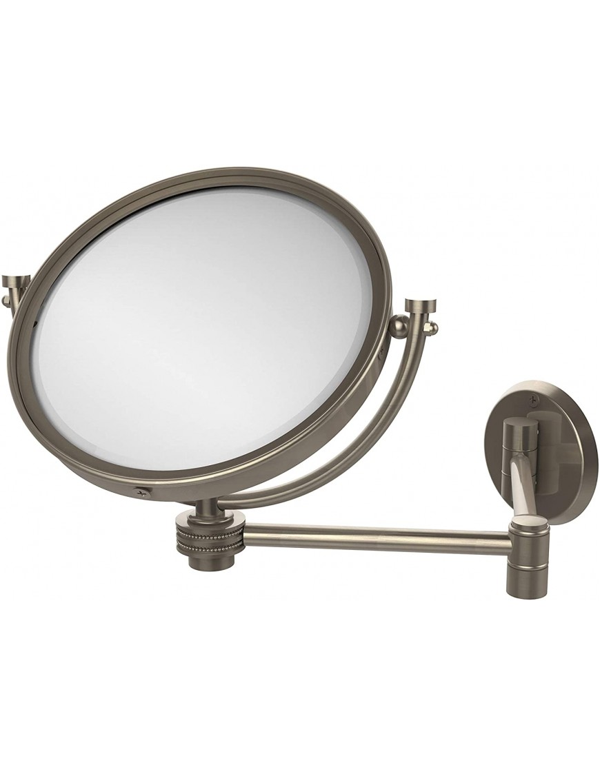 Allied Brass WM-6D 2X-PEW 8 Inch Wall Mounted Extending 2X Magnification with Dotted Accent Make-Up Mirror Antique Pewter