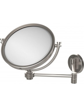 Allied Brass WM-6D 2X-SN 8 Inch Wall Mounted Extending 2X Magnification with Dotted Accent Make-Up Mirror Satin Nickel