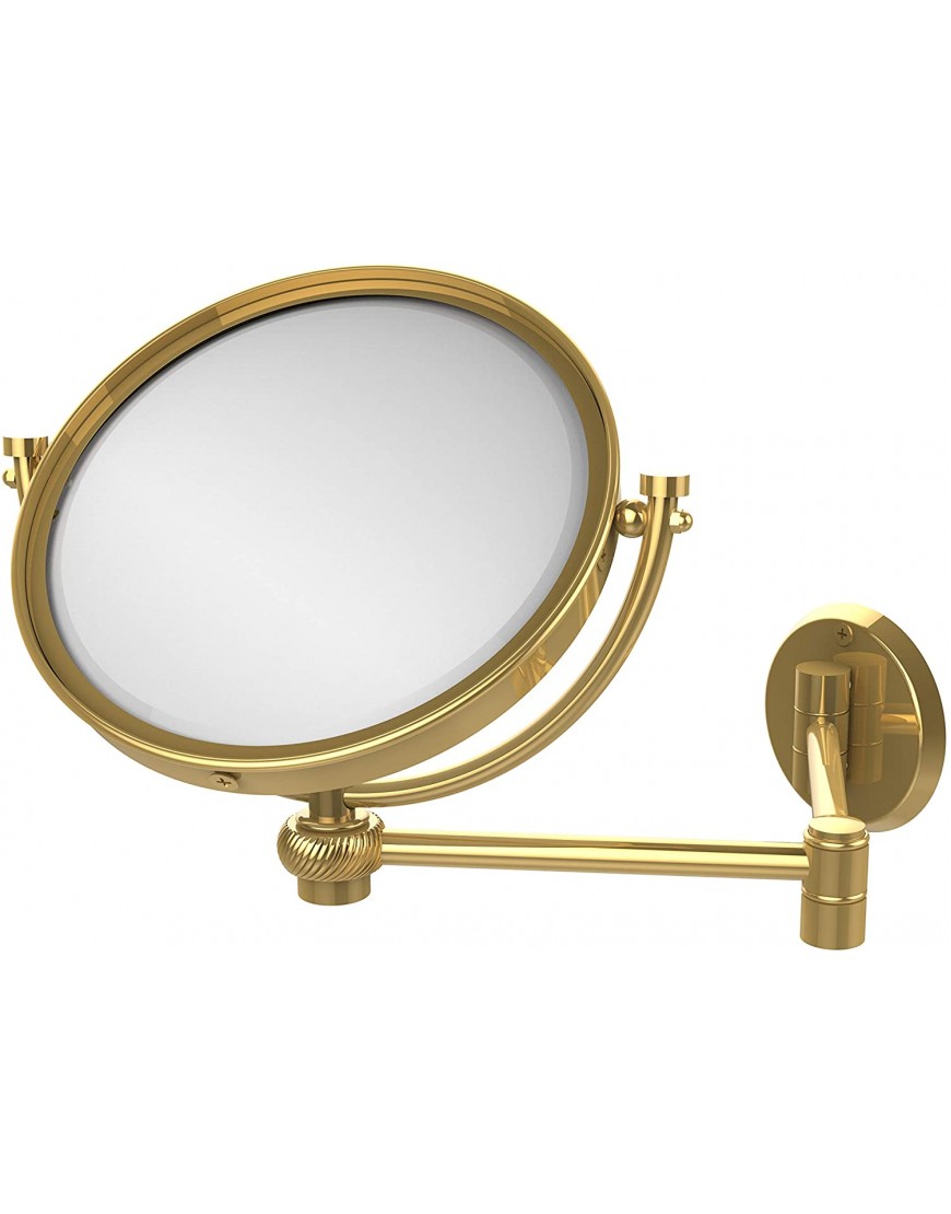 Allied Brass WM-6T 3X-PB 8 Inch Wall Mounted Extending 3X Magnification with Twist Accent Make-Up Mirror Polished Brass