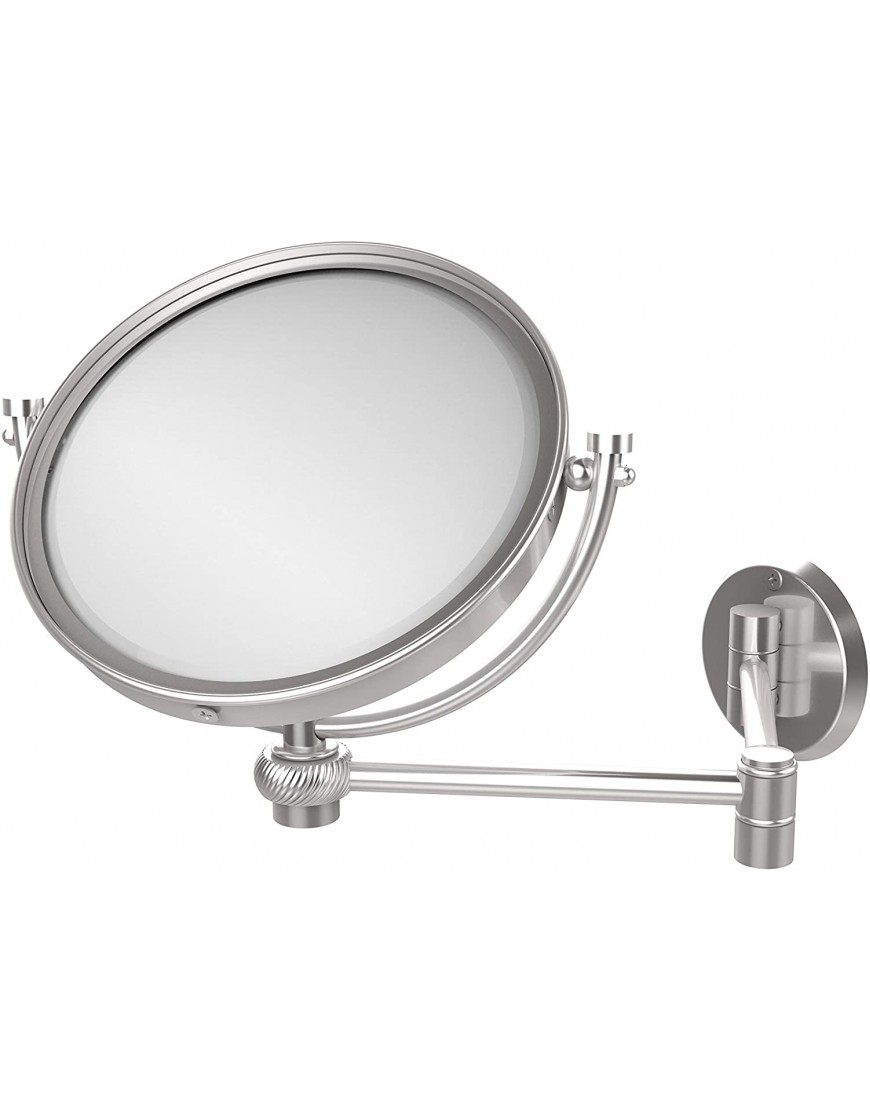 Allied Brass WM-6T 3X-SCH 8 Inch Wall Mounted Extending 3X Magnification with Twist Accent Make-Up Mirror Satin Chrome