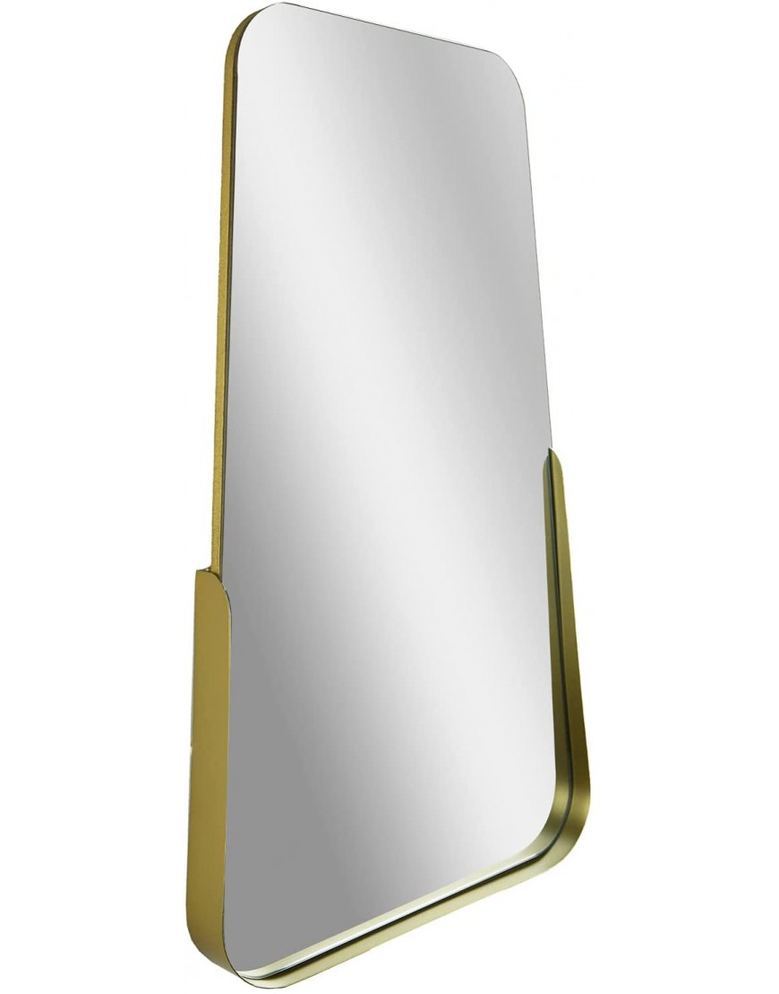 Head West Partial Thin Gold Raised Lip Metal Framed Oblong Cone Shaped Accent Mirror