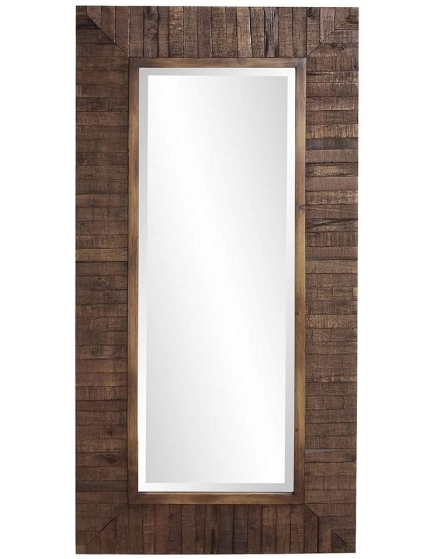 Howard Elliot Timberlane Rustic Rectangular Wall Mirror Walnut Finished Natural Wood Frame Accent Mirror with Beveled Effect Stylish Decorative Mirrors for Home 24 x 48
