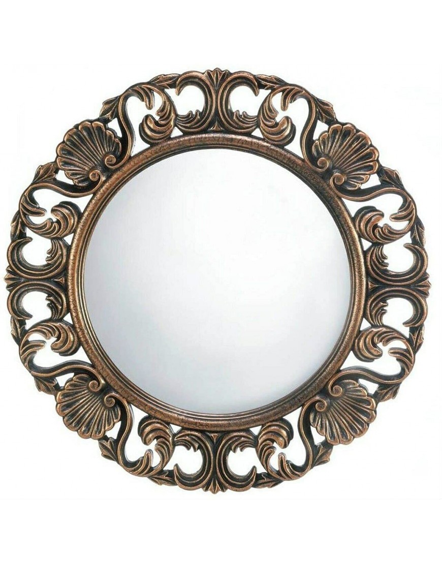 HUIJK Mirror Round Wood Frame Hanging Wall Mirror Home Decor Decorative Accent Bathroom