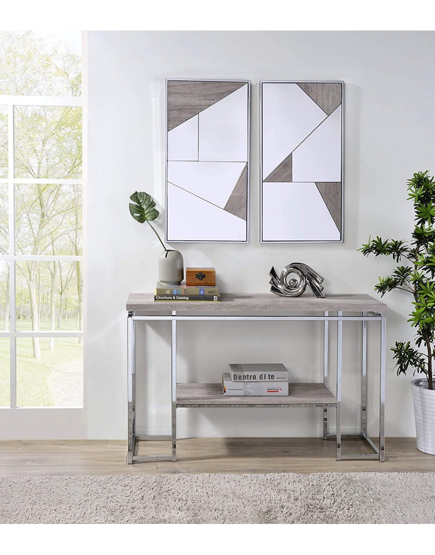 Acme Furniture Chafik Accent Mirrored Chrome & Gray Oak