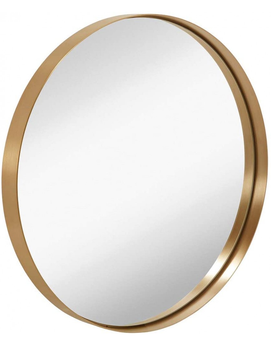 Hamilton Hills 24 Gold Circle Deep Set Metal Round Frame Mirror Contemporary Gold Wall Mirror | Glass Panel Gold Framed Rounded Circle 24 Round