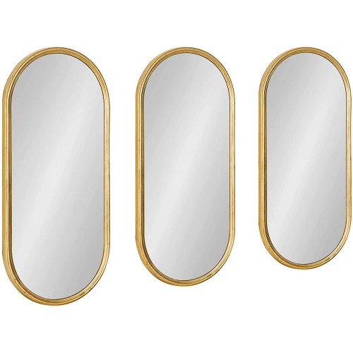 Kate and Laurel Caskill Glam Wall Mirror Set Set of 3 10 x 22 Gold Decorative Modern Mirror Wall Decor Collection