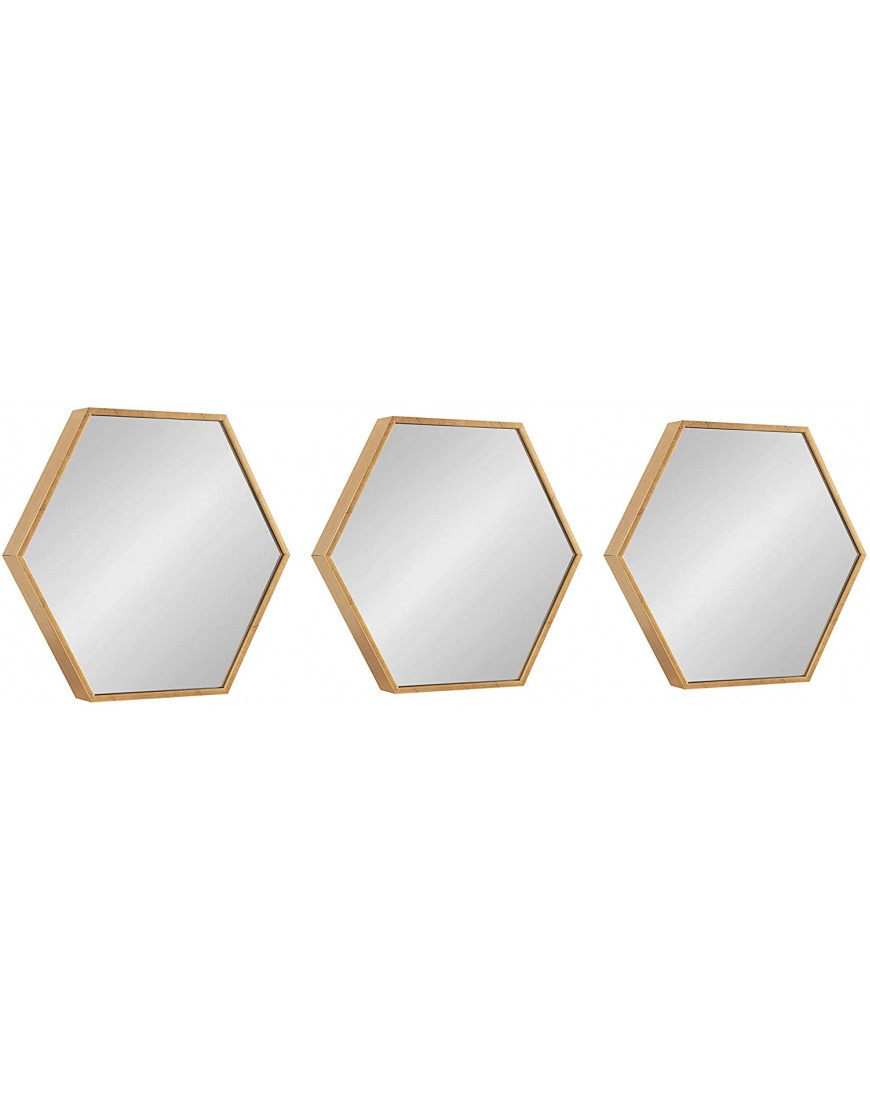 Kate and Laurel Rhodes Modern Hexagon Wall Mirror Set 3 Pieces Gold Chic Geometric Mirror for Wall