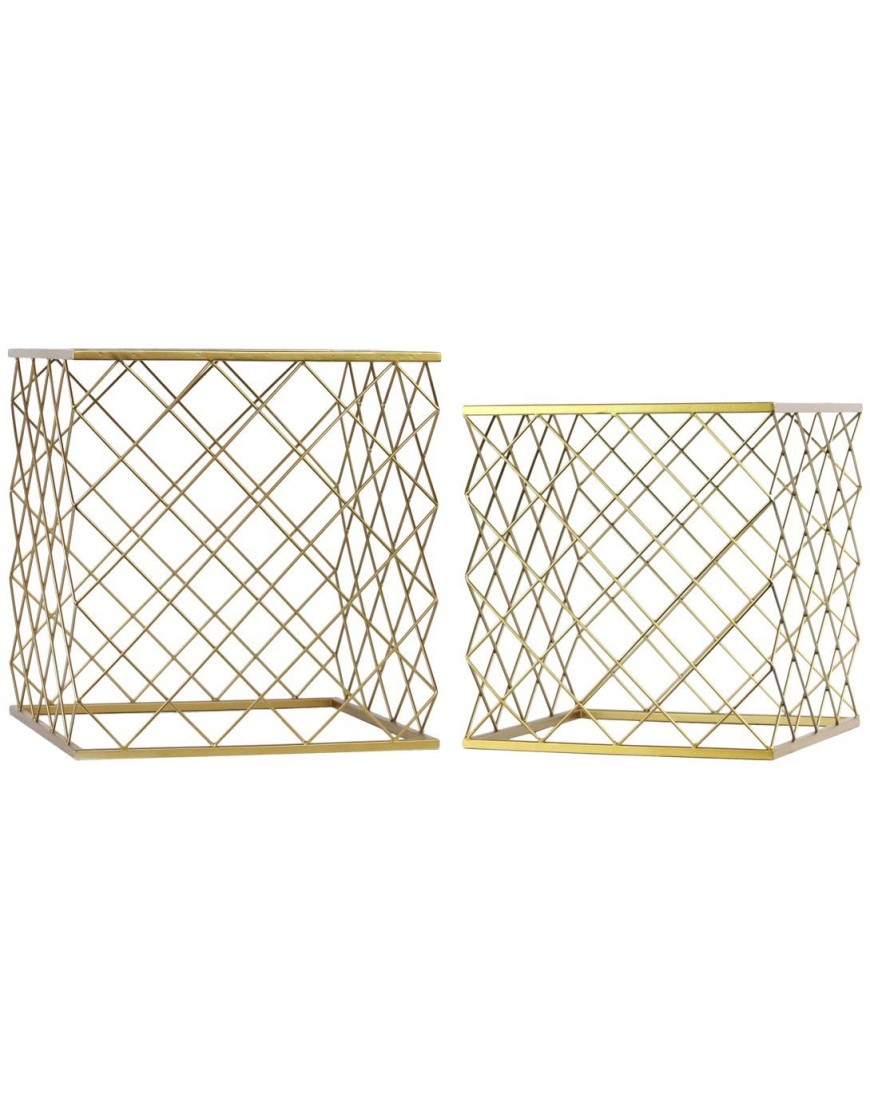 Urban Trends Metal Table with Square Mirror Top Set of 2 18.25'' by 18.25'' by 19.5'' Gold