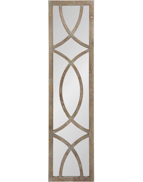 Kate and Laurel Tolland Decorative Wooden Panel Wall Mirror 12" x 48" Rustic Brown Farmhouse Windowpane Accent Piece