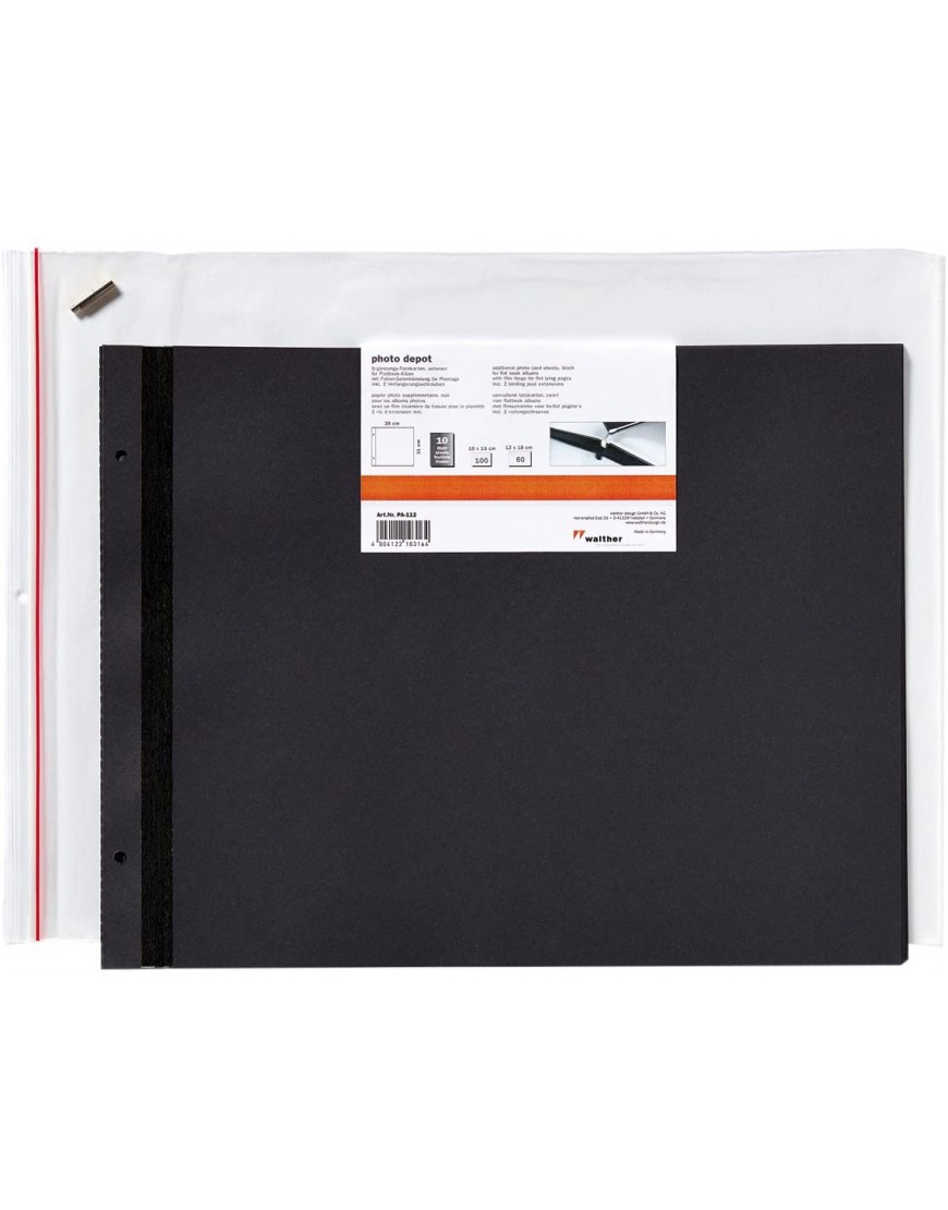 Walther PA 112 Refill Pack Photo Card Flat Books 39 cm x 31 cm Black