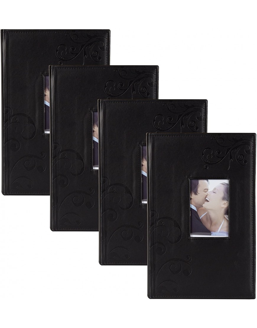 DesignOvation in The Clouds Black Faux Leather Photo Album Holds 300 4x6 Photos Set of 4