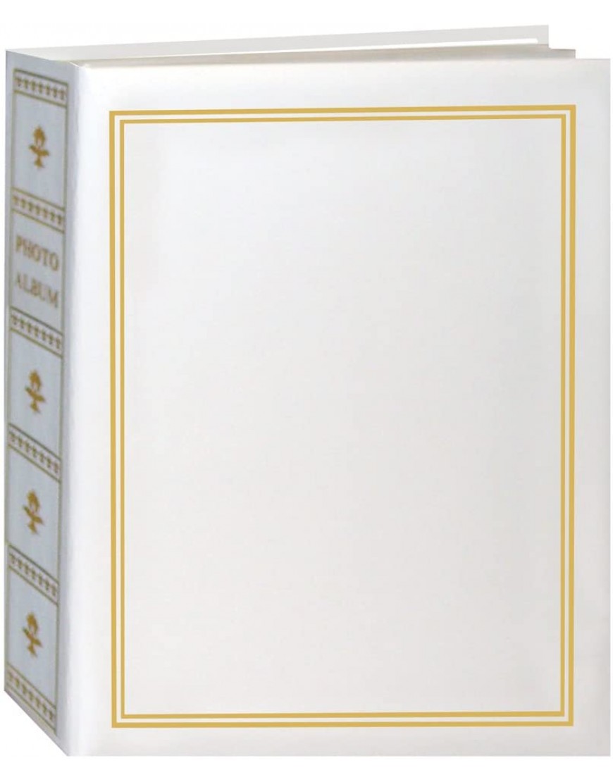 Pioneer Photo Album Book Style Bound Photo Album Solid Color Scenic Covers with Gold Accents Holds 208 4x6" Photos 2 Per Page Color: White.