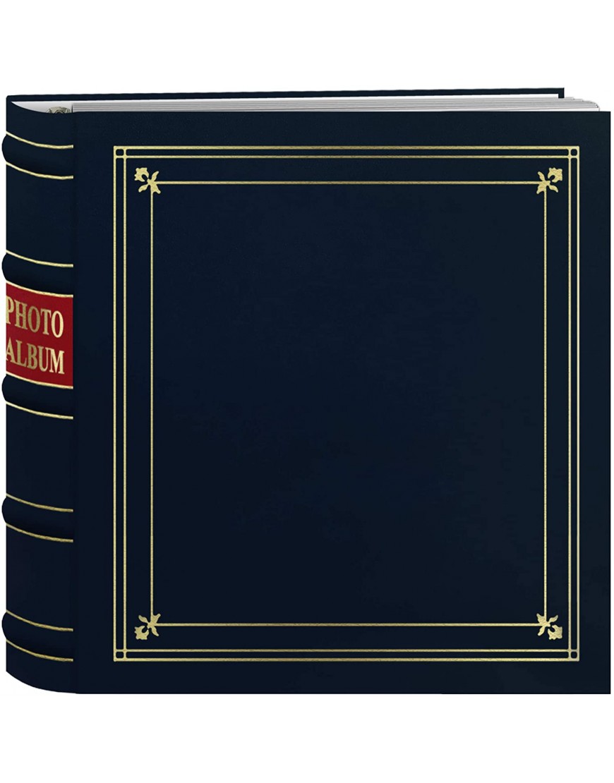 Pioneer Photo Albums 200-Pocket Ring Bound Navy Blue Bonded Leather with Gold Accents Cover Photo Album for 4 x 6-Inch Prints