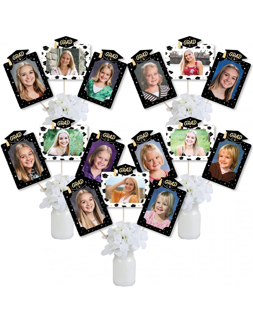 Big Dot of Happiness Goodbye High School Hello College Graduation Party Picture Centerpiece Sticks Photo Table Toppers 15 Pieces