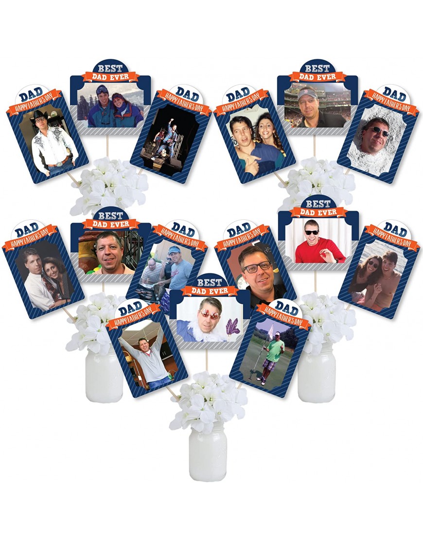 Big Dot of Happiness Happy Father's Day We Love Dad Party Picture Centerpiece Sticks Photo Table Toppers 15 Pieces