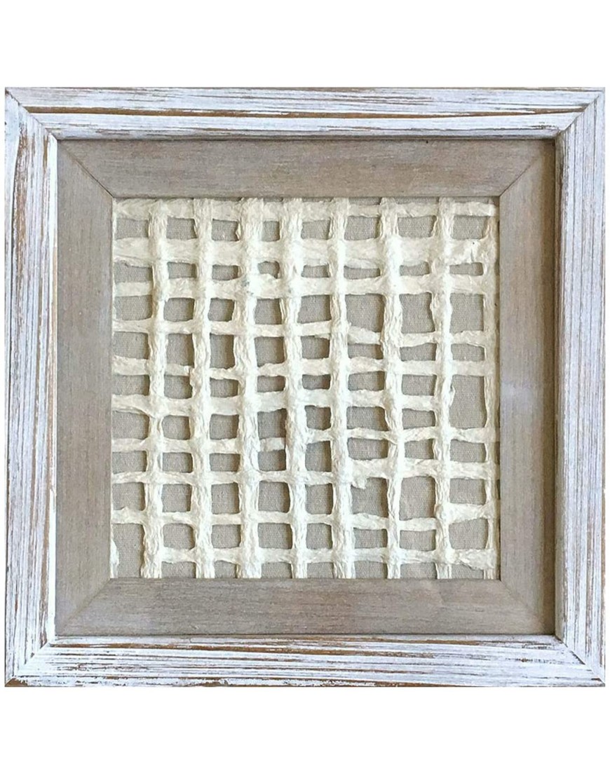 12X12 Rustic Abstract Checks Rice Paper Framed Wall Art Shadow Box Decor with Front Glass