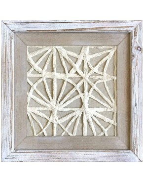 12X12 Rustic Abstract Lines Rice Paper Framed Wall Art Shadow Box Decor with Front Glass