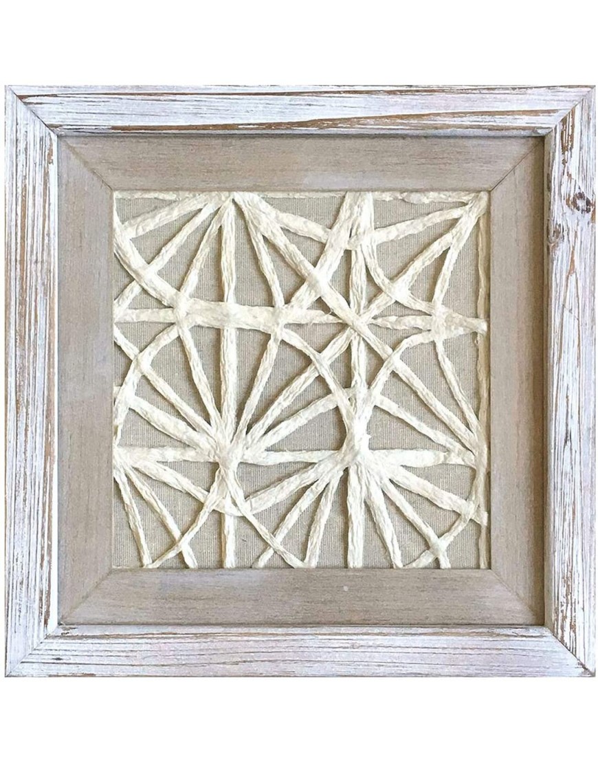12X12 Rustic Abstract Lines Rice Paper Framed Wall Art Shadow Box Decor with Front Glass