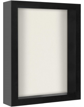 Americanflat 8x10 Shadow Box Frame in Black with Soft Linen Back Composite Wood with Polished Glass for Wall and Tabletop