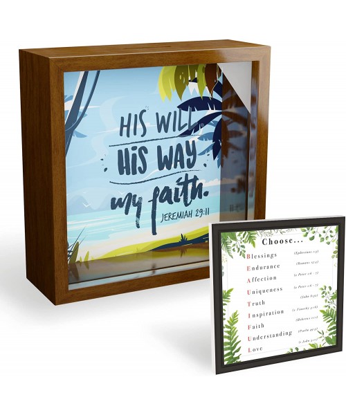 Christian Shadow Box Frame 6x6x2 Inches Themed Keepsake Box for Memorabilia Bible Verse Gifts for Christians Scripture Wall Decor and Tabletop Accent Includes 1 Home Decor Sign Plaque