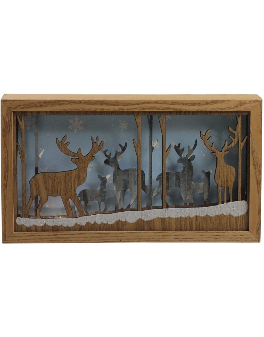 Diva At Home 10.5 Lighted Wooden Reindeer Shadow Box Christmas Decoration