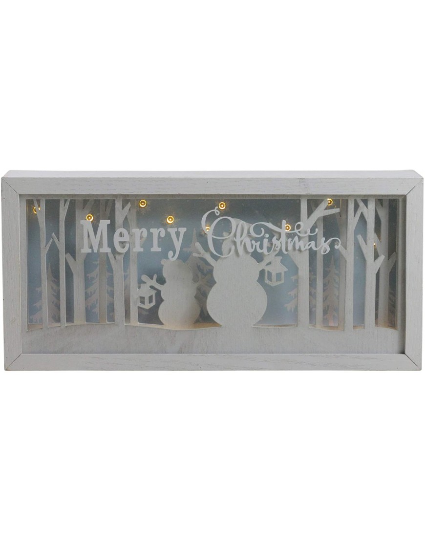 Diva At Home 12 Lighted Merry Christmas Snowmen Christmas Shadow Box Decoration