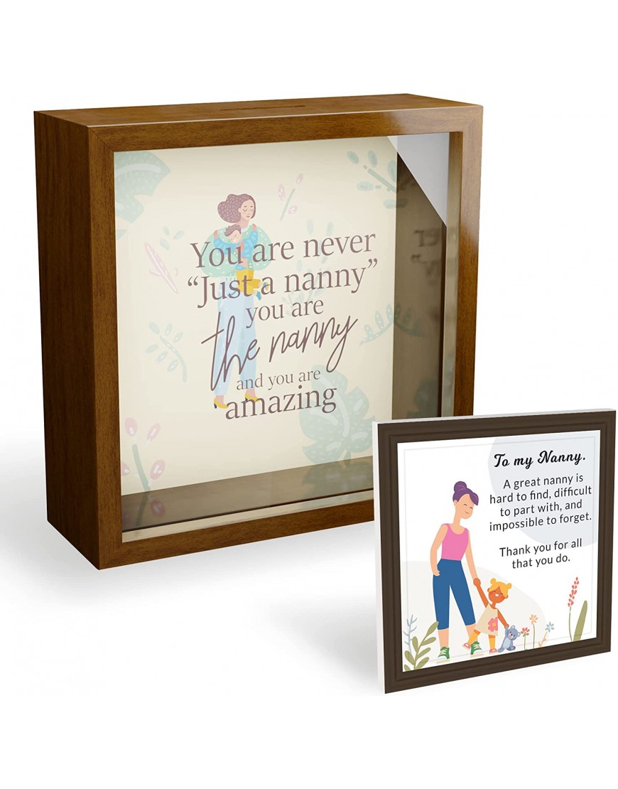 Nanny Gifts Decorative Themed Shadow Box for Nanny Babysitter Gifts Appreciation Caregiver Gift Ideas Use as Money Saving Fund or Memory Keepsake Frame Wall or Desktop Decoration 6x6x2 Inches