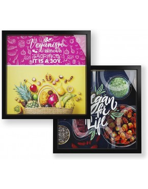 Vegan Kitchen Decor Set of 2 Themed Piggy Bank and Keepsake Picture Frame 7x7x2 Inches Wall Decor and Countertop Accents for A Vegan