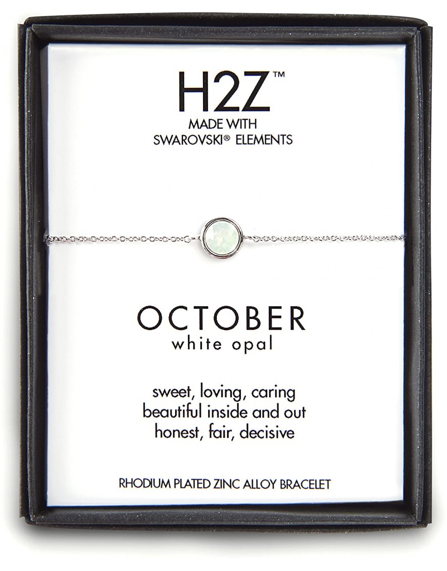 Pavilion Gift Company H2Z 16158 October White Opal Adjustable Birthstone Bracelet 7